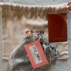 New Cult Gaia Gypsum Chainmail Bucket Bag Wristlet - SHINY SILVER